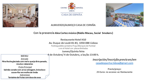 Almuerzo del 4 de Octubre con la presencia de Alex Cortez músico (Rádio Macau, Social Smokers)