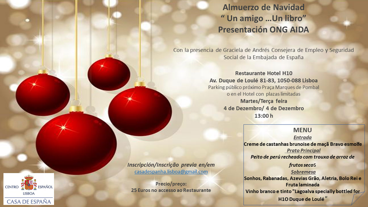 Almuerzo de Navidad – "Un amigo ...Un libro" – Casa de España – Restaurante Hotel H10 Almuerzo de Navidad – "Un amigo ...Un libro" – Casa de España – Restaurante Hotel H10
