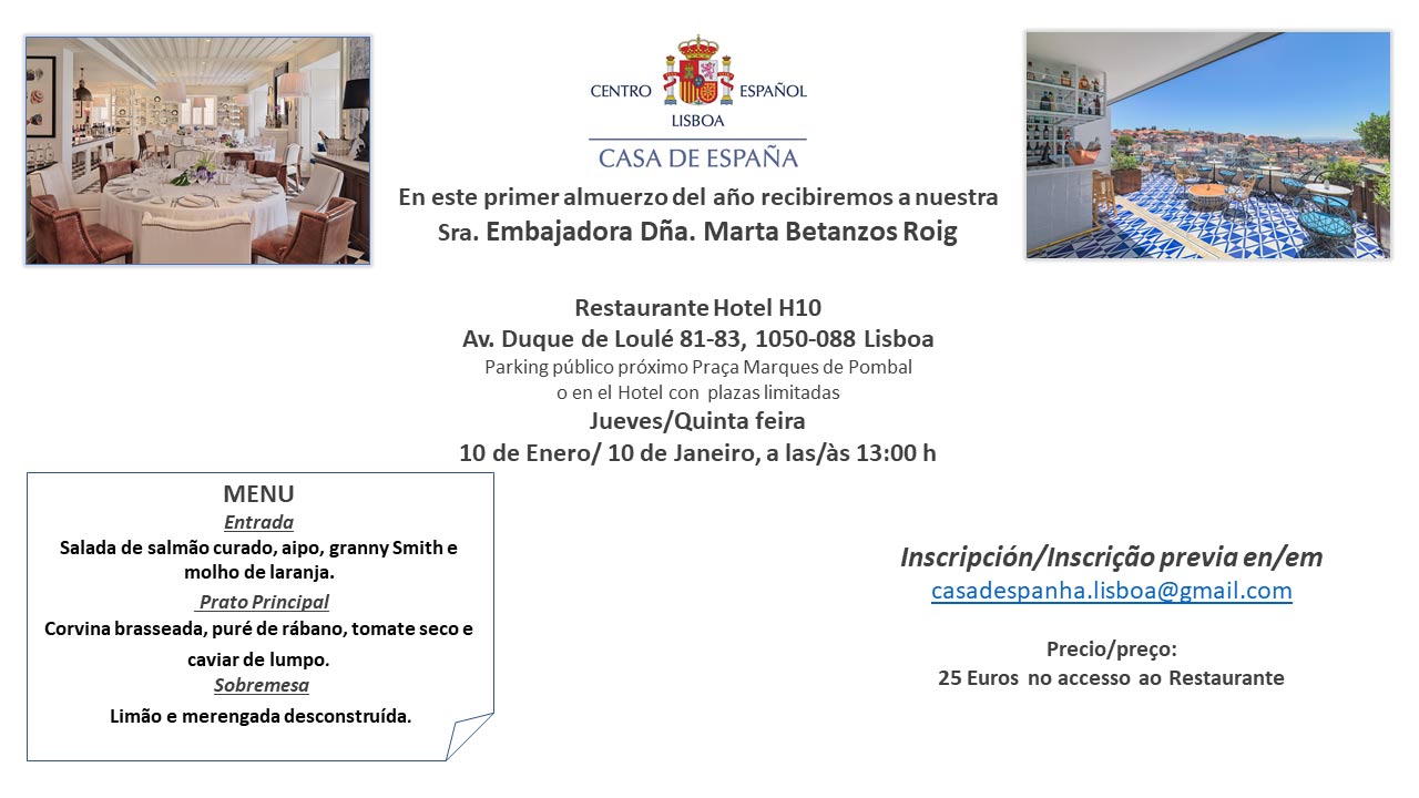 Almuerzo del 10 de Enero – Casa de España – Restaurante Hotel H10 Almuerzo del 10 de Enero – Casa de España – Restaurante Hotel H10