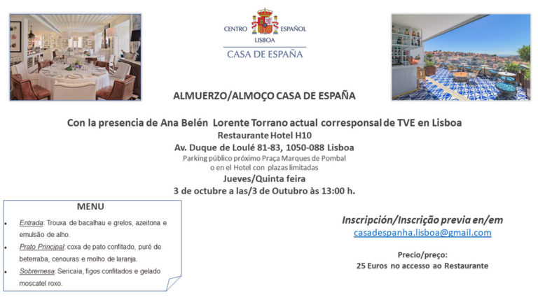 Almuerzo del 3 octubre - Casa de España - Restaurante Hotel H10