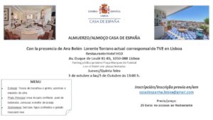 Almuerzo del 3 octubre - Casa de España - Restaurante Hotel H10