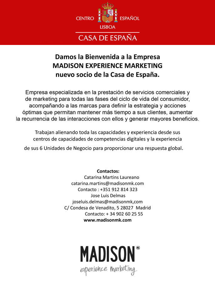 MADISON EXPERIENCE MARKETING - nuevo socio de la Casa de España