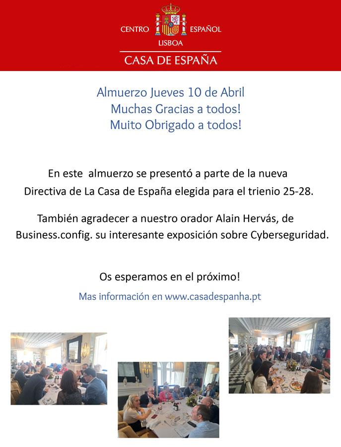 Almuerzo Jueves 10 de abril / Almoço Quinta feira 10 de Abril
