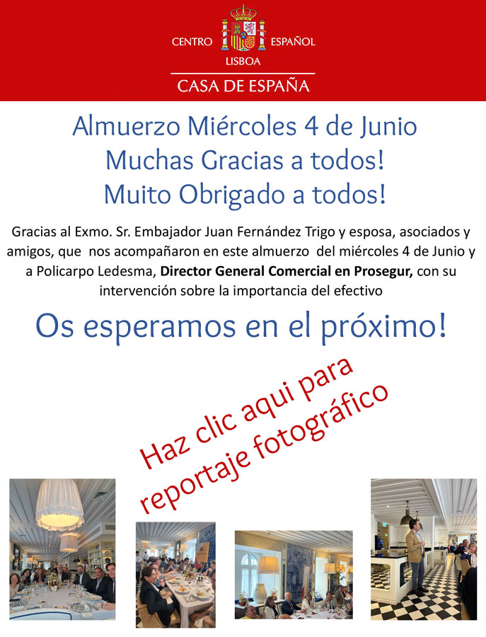 Almuerzo Miércoles 4 de Junio - Almoço Quarta-feira dia 4 de Junho
