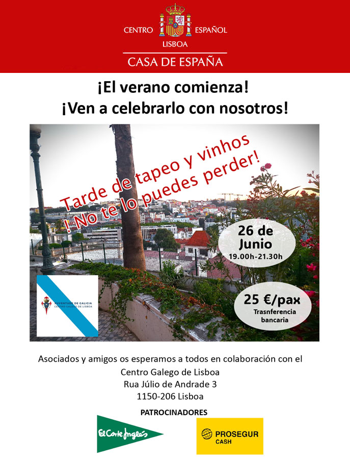 Tarde de tapeo y vinhos - Centro Galego de Lisboa - 26 de Junio 