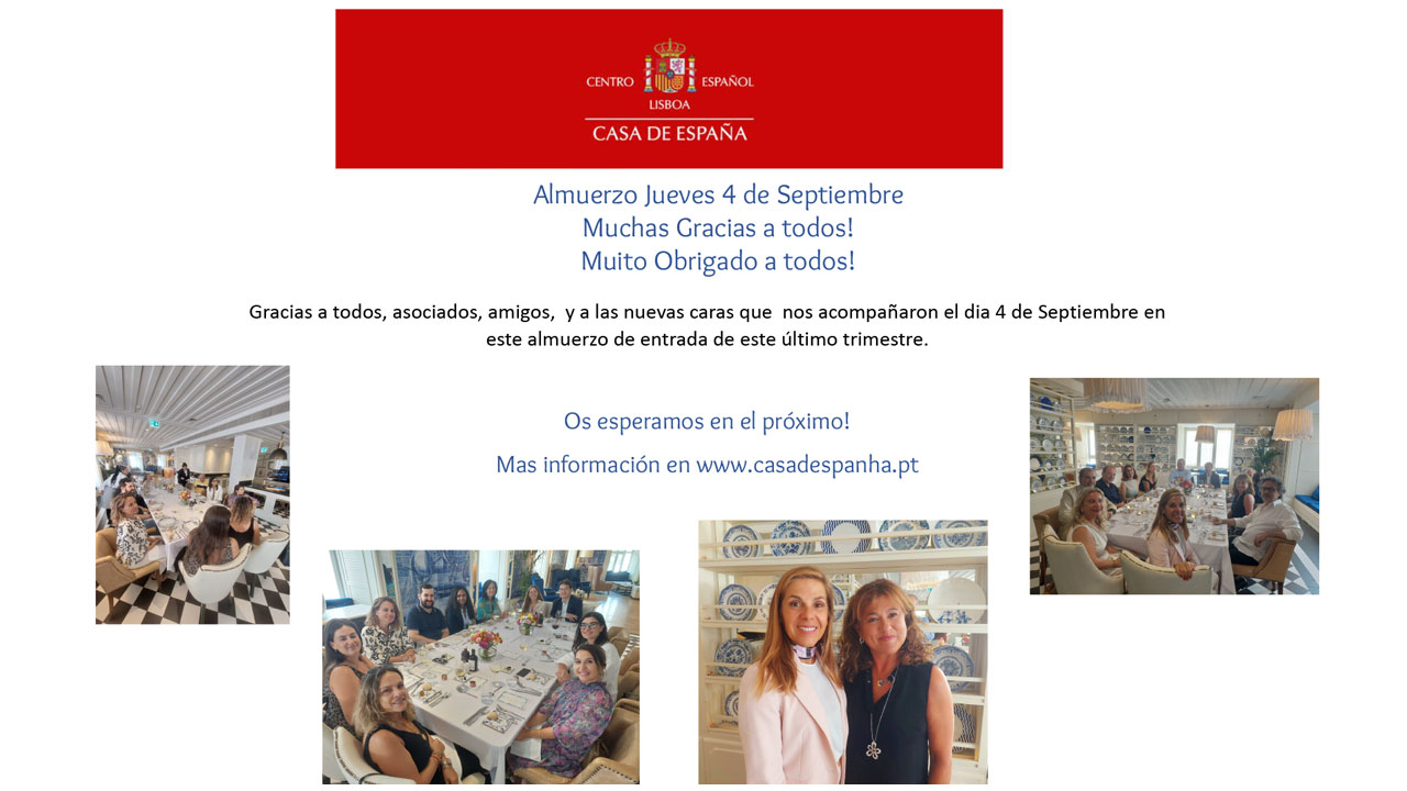Almuerzo Jueves 4 de Septiembre / Almoço Quinta feira 4 de Setembro