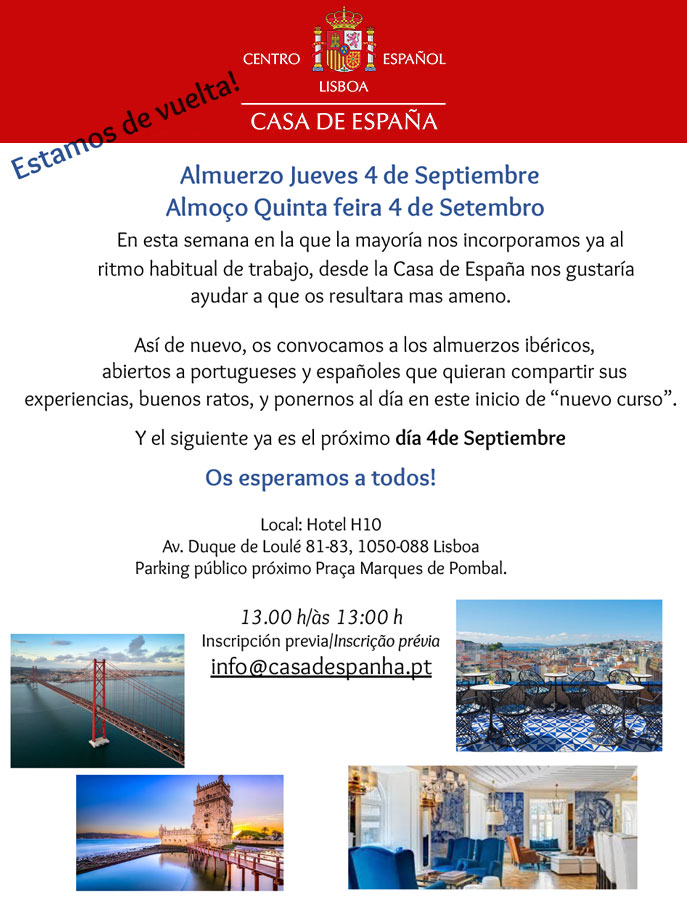 Almuerzo Jueves 4 de Septiembre / Almoço Quinta feira 4 de Setembro
