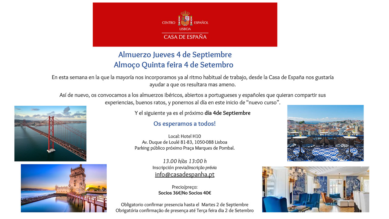 Almuerzo Jueves 4 de Septiembre / Almoço Quinta feira 4 de Setembro