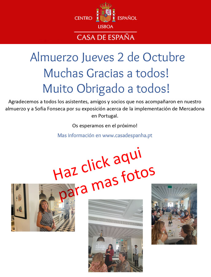 Almuerzo Jueves 2 de Octubre - Almoço Quinta feira 2 de Outubro