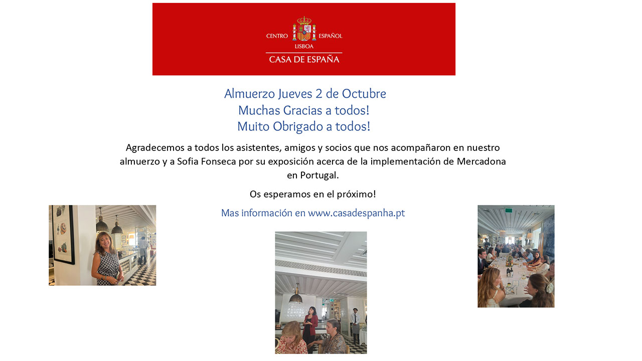 Almuerzo Jueves 2 de Octubre - Almoço Quinta feira 2 de Outubro