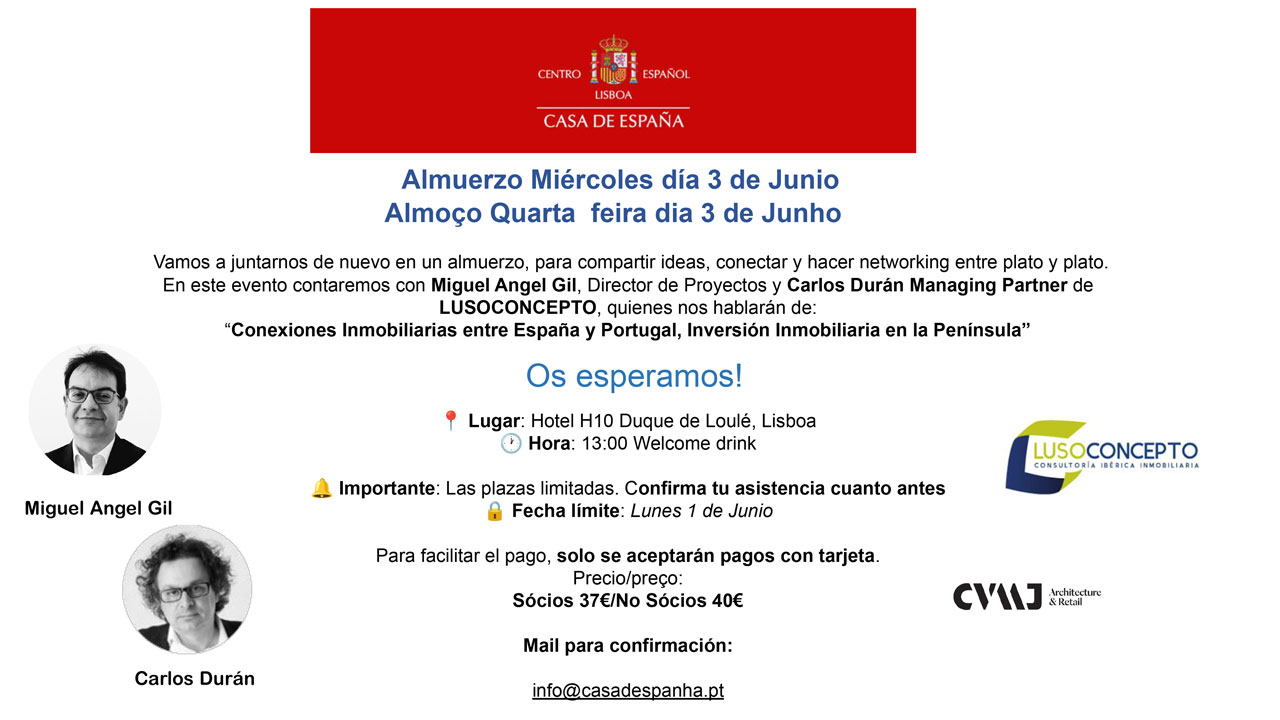 Almuerzo Miércoles día 3 de Junio - Almoço Quarta feira dia 3 de Junho