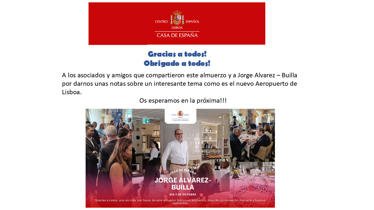 Almuerzo Jueves 1 de Octubre – Almoço Quinta-feira 1 de Outubro