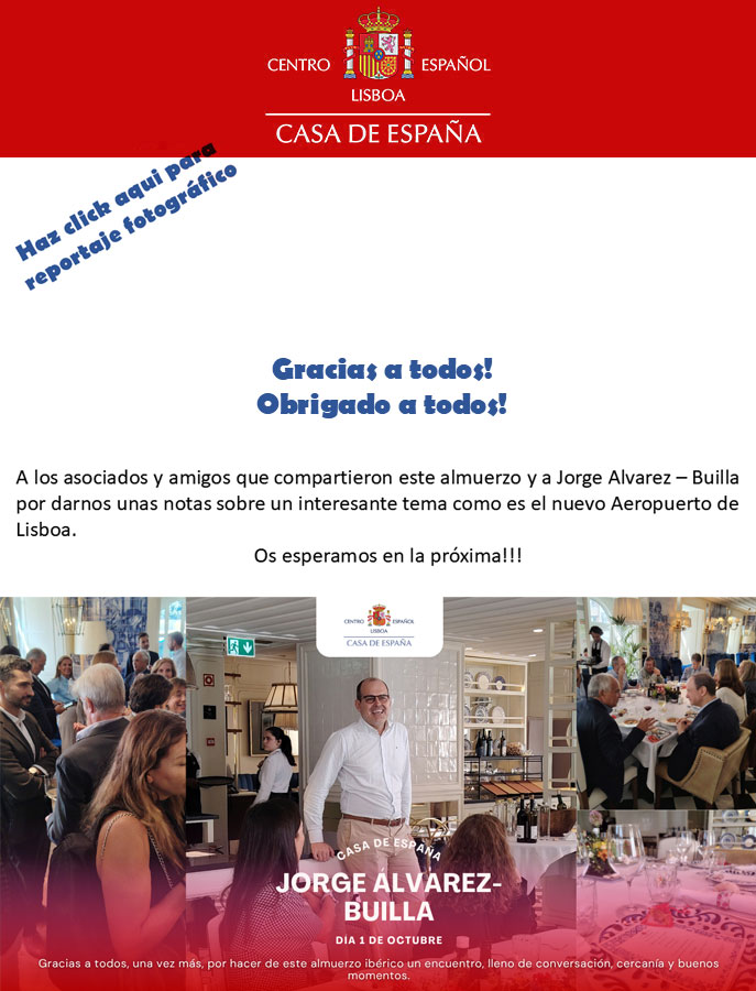 Almuerzo Jueves 1 de Octubre – Almoço Quinta-feira 1 de Outubro