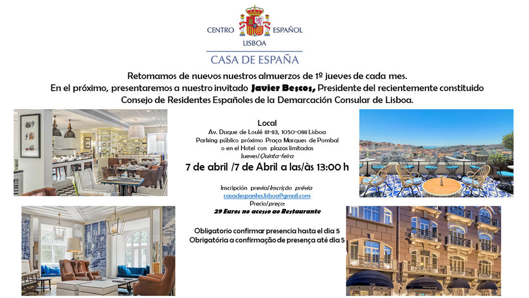Almuerzo del 7 Abril. – Casa de España – Restaurante Hotel H10