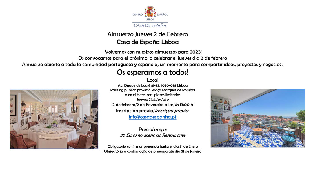Almuerzo Jueves 2 de Febrero – Casa de España – Lisboa