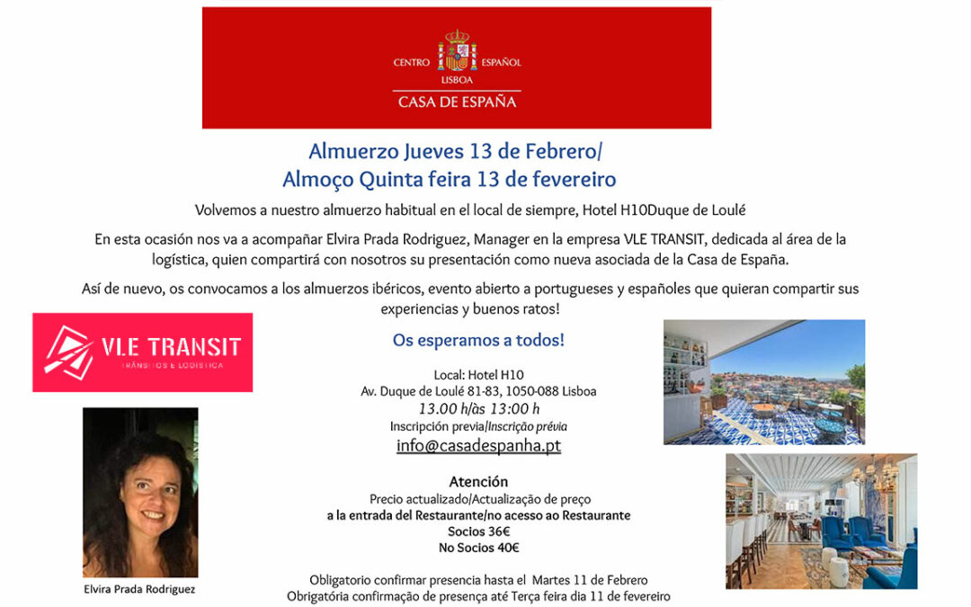 Almuerzo Jueves 13 de Febrero/Almoço Quinta feira 13 de fevereiro