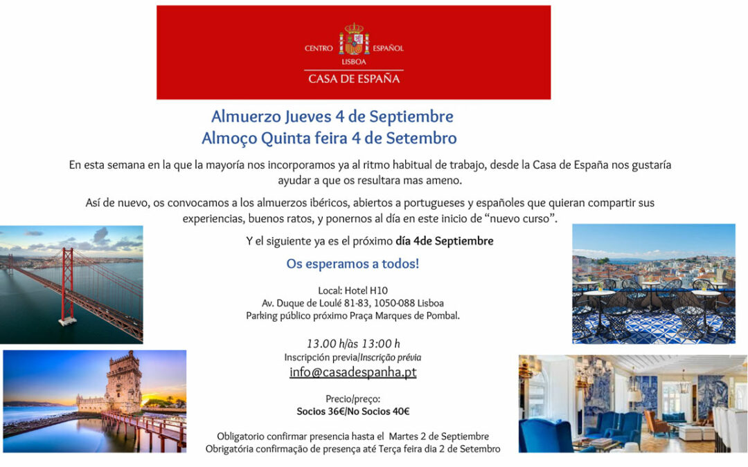 Almuerzo Jueves 4 de Septiembre / Almoço Quinta feira 4 de Setembro