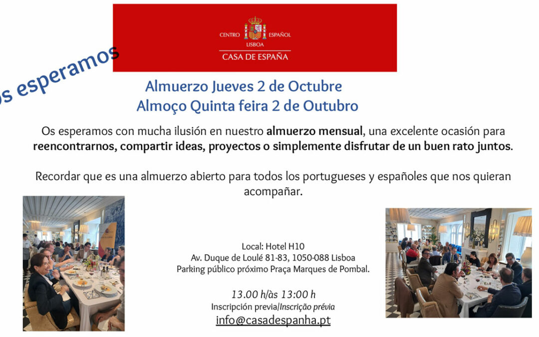 Almuerzo Jueves 2 de Octubre – Almoço Quinta feira 2 de Outubro